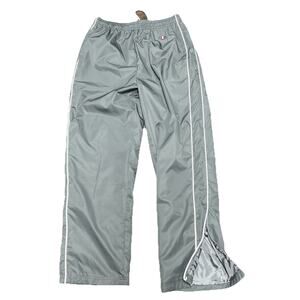 Champion Y2k Men's L Gray Track Pants White Piping Baggy Wide Leg Relaxed Mesh